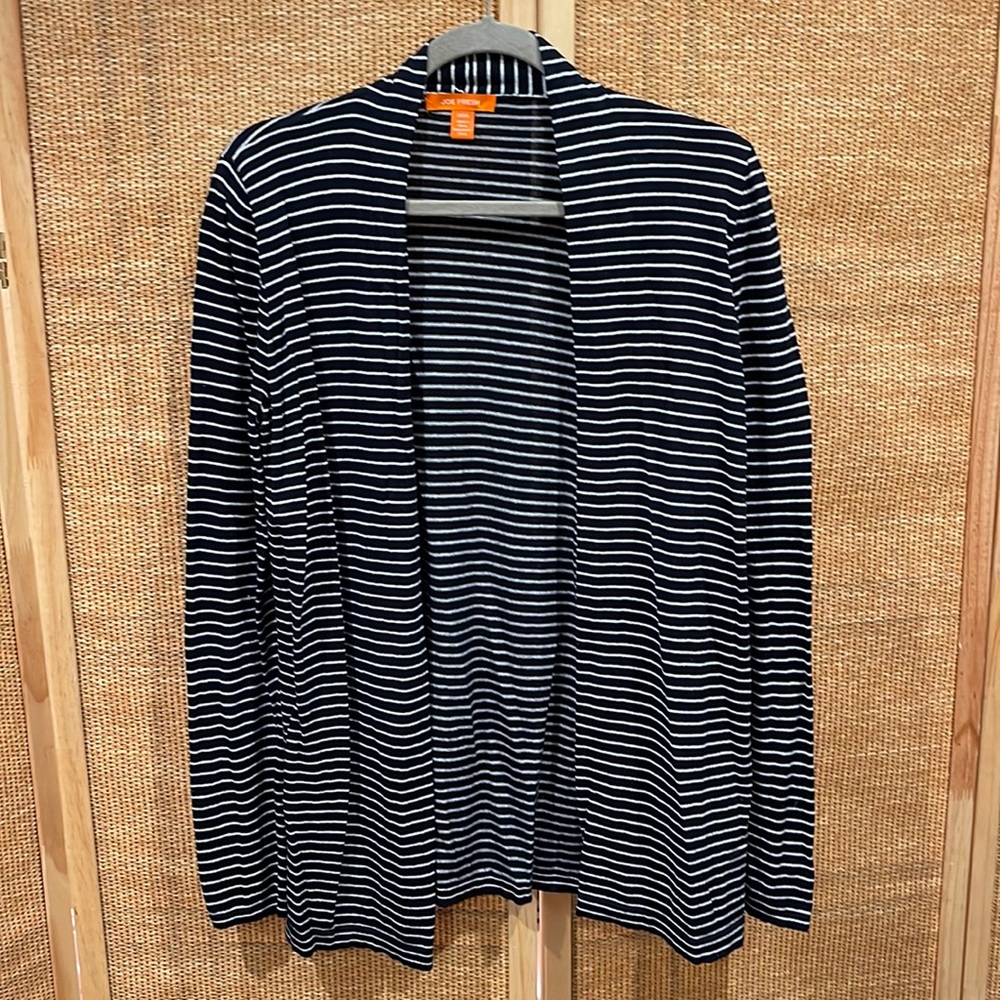 Joe Cool navy and white stripe cardigan- size medium